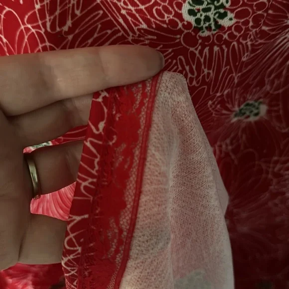 VINTAGE handmade maxi dress red floral formal - Picture 8 of 8